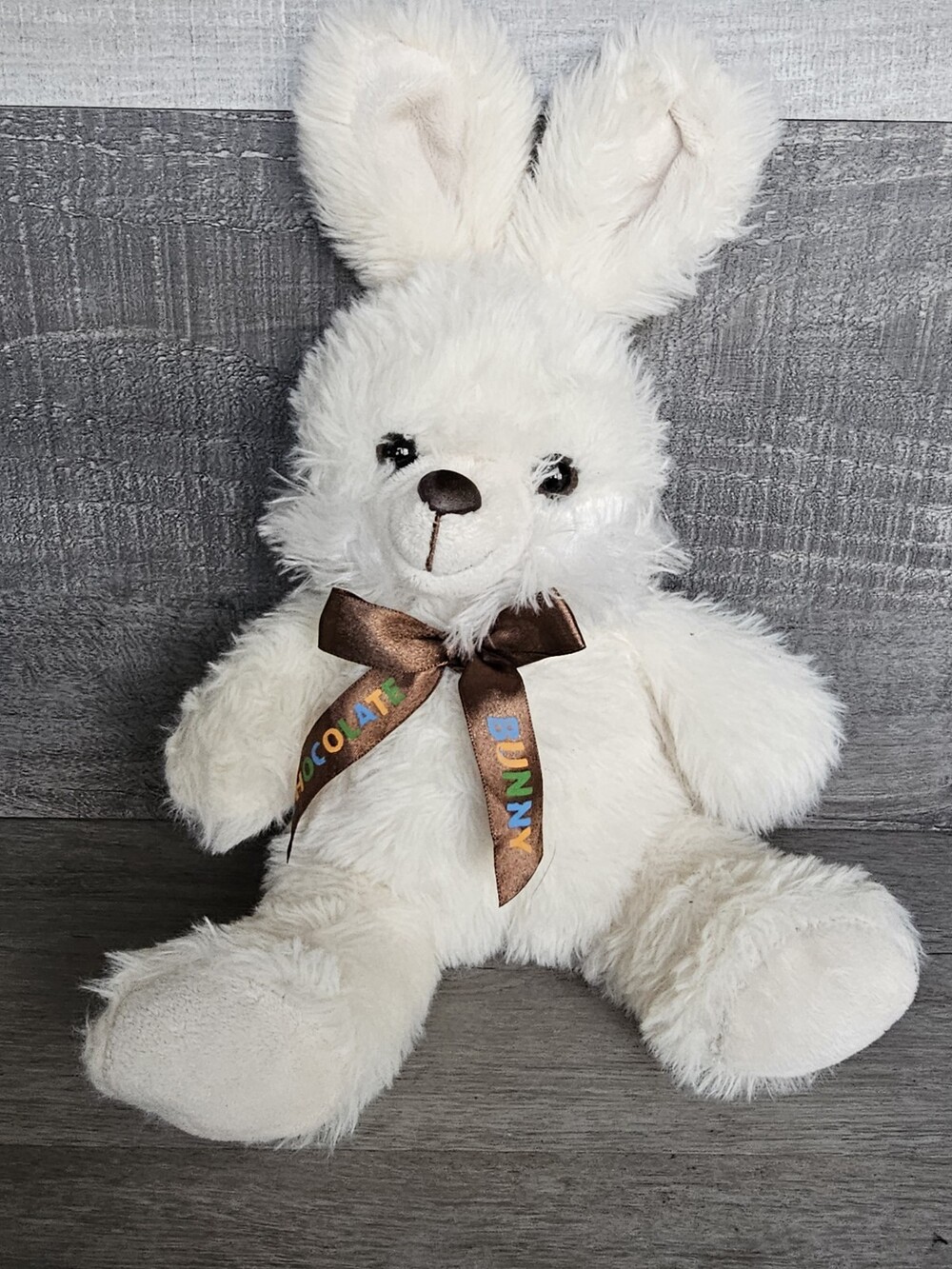 DanDee Bunny Rabbit Plush Stuffed Animal Chocolate Brown Bow 11"